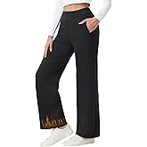 HOTSUIT Fleece Lined Wide Leg Yoga Pants for Women with Zipper Pockets, High Waisted Sweatpants Winter, Thermal Work Slacks