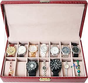 14 Rejilla Caja De Reloj, Cuero De Imitación Joyería Caja De ...