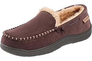Zigzagger Men's Moccasin Slippers Memory Foam House Shoes, Indoor and Outdoor Warm Loafer Slippers