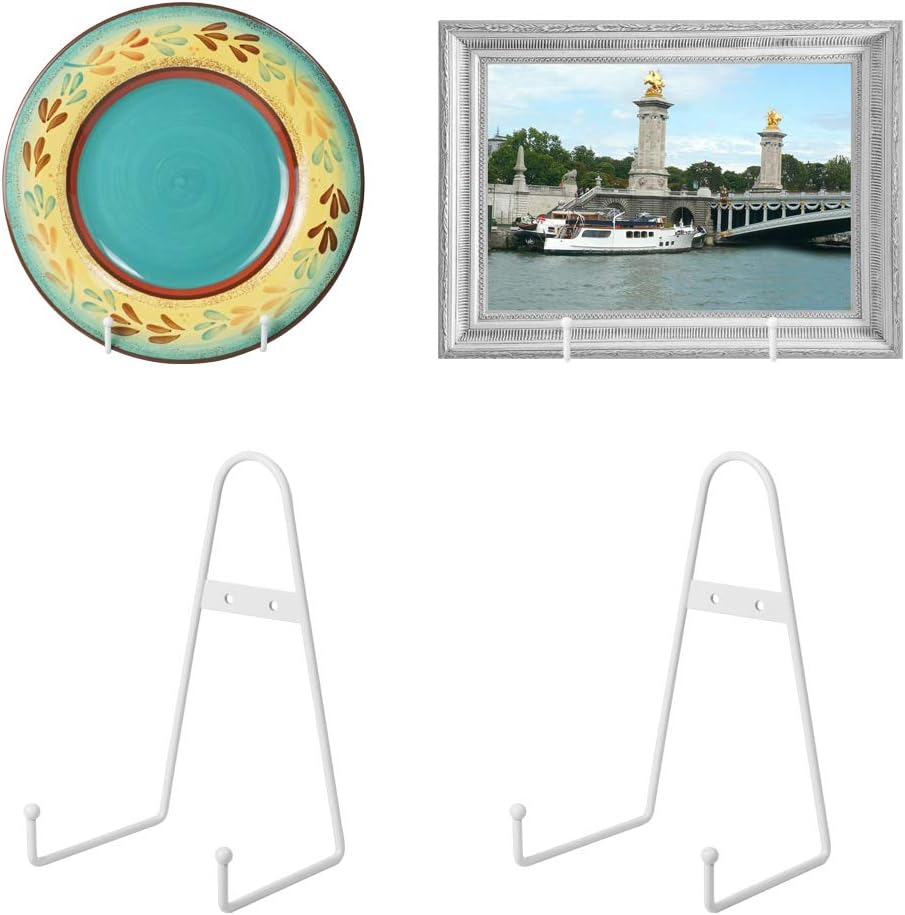 Tincogo White Metal wall Mount Display Easel Plate Hanger Vertical