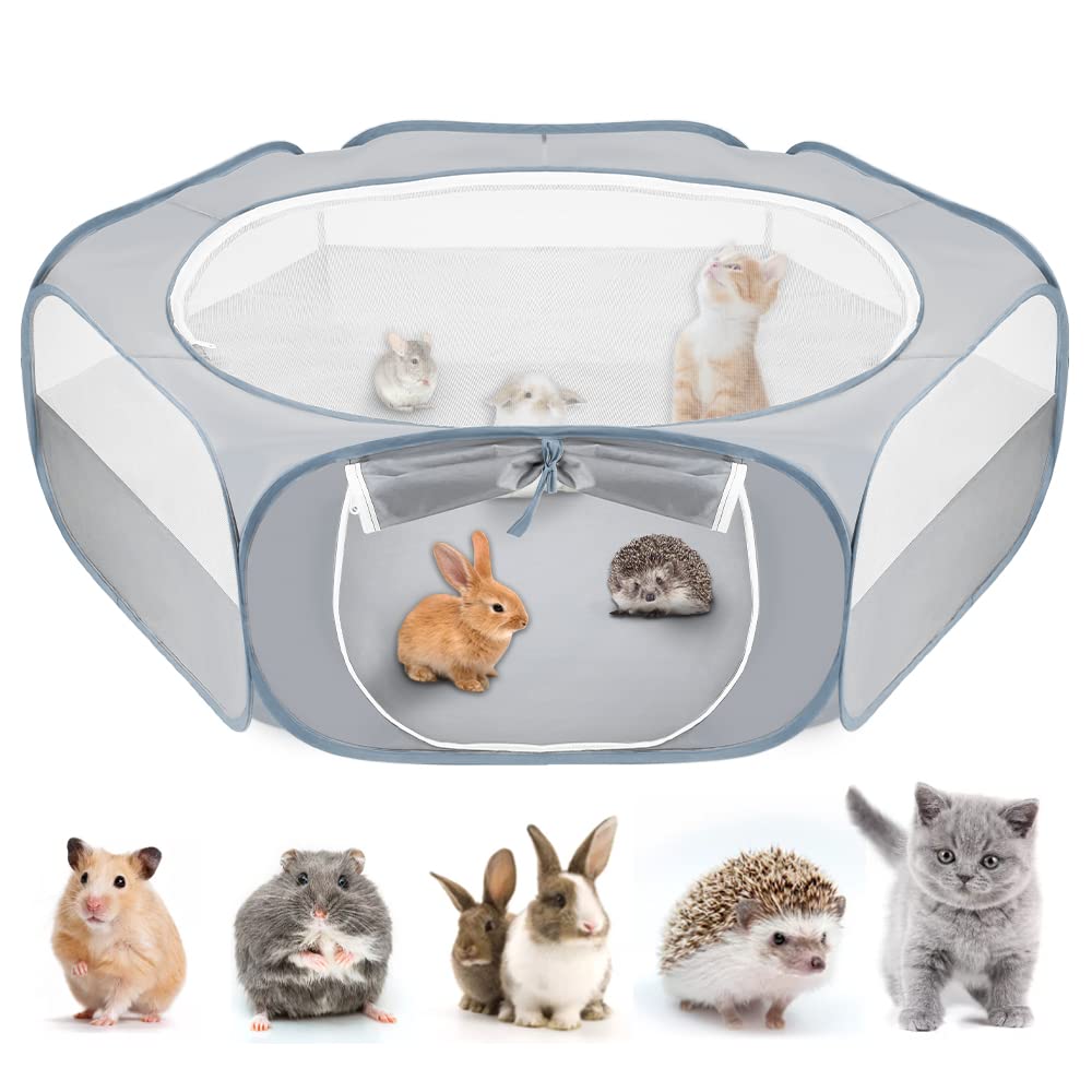 Nasjac Hamster Playpen, Breathable 130cm Large Room Pet Playpen, Small Animal Play Pen Run Cage with Cover and Zipper Opening Foldable Indoor Outdoor Fence for Guinea Pig Cat Kittens Rabbits