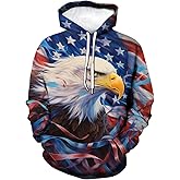 LAOLIUSN Men's 3D Eagle Print Hoodie - Patriotic Theme, Animal Graphic Sweatshirt