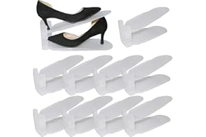 Shoe Slots Organizer 10 Pack, Adjustable Double-layer Storage, Saving Closet & shoe cabinet space (Matte Clear,10 Pack)
