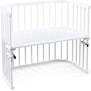 babybay Maxi extra großes Beistellbett aus massivem Buchenholz I Kinderbett Höhe stufenlos verstellbar & umweltfreundlich I mitwachsendes Babybett, weiß lackiert