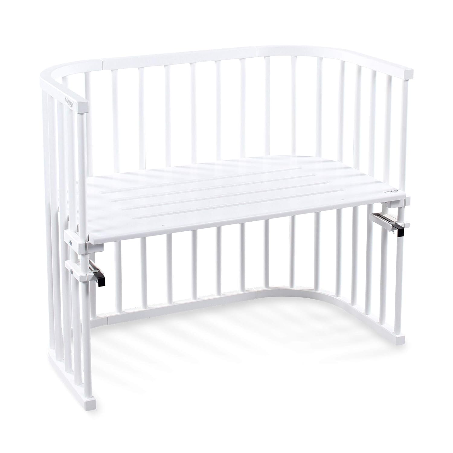 babybay Maxi extra großes Beistellbett aus massivem Buchenholz I Kinderbett Höhe stufenlos verstellbar & umweltfreundlich I mitwachsendes Babybett, weiß lackiert