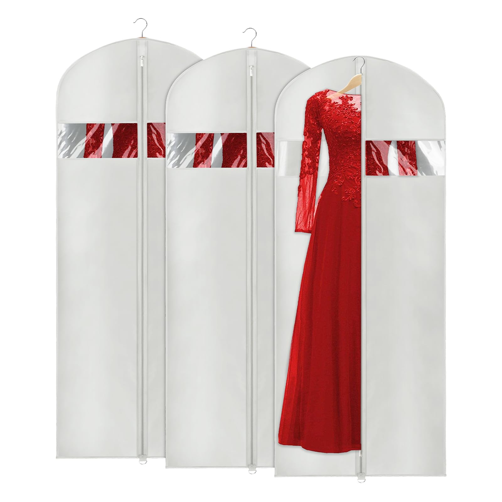 Univivi Garment Bags 60", Dress Bags Covers Long Bridesmaids Dresses, Dust Free Suit Clothes Covers Protector Bags, Dress Covers Garment Bags Full Length for Travel - Grey(3 Pack)