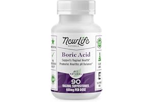 NewLife Naturals - Medical Grade Boric Acid Vaginal Suppositories - 600mg - 100% Pure Womens pH Balance Pills - Yeast Infection, BV - 90 Capsules: Made in USA