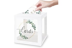 LIKAJON 1 Pack Wedding White Card Box, Transparent Gift Card Box for Wedding Decorations for Reception, Money Box for Bridal 