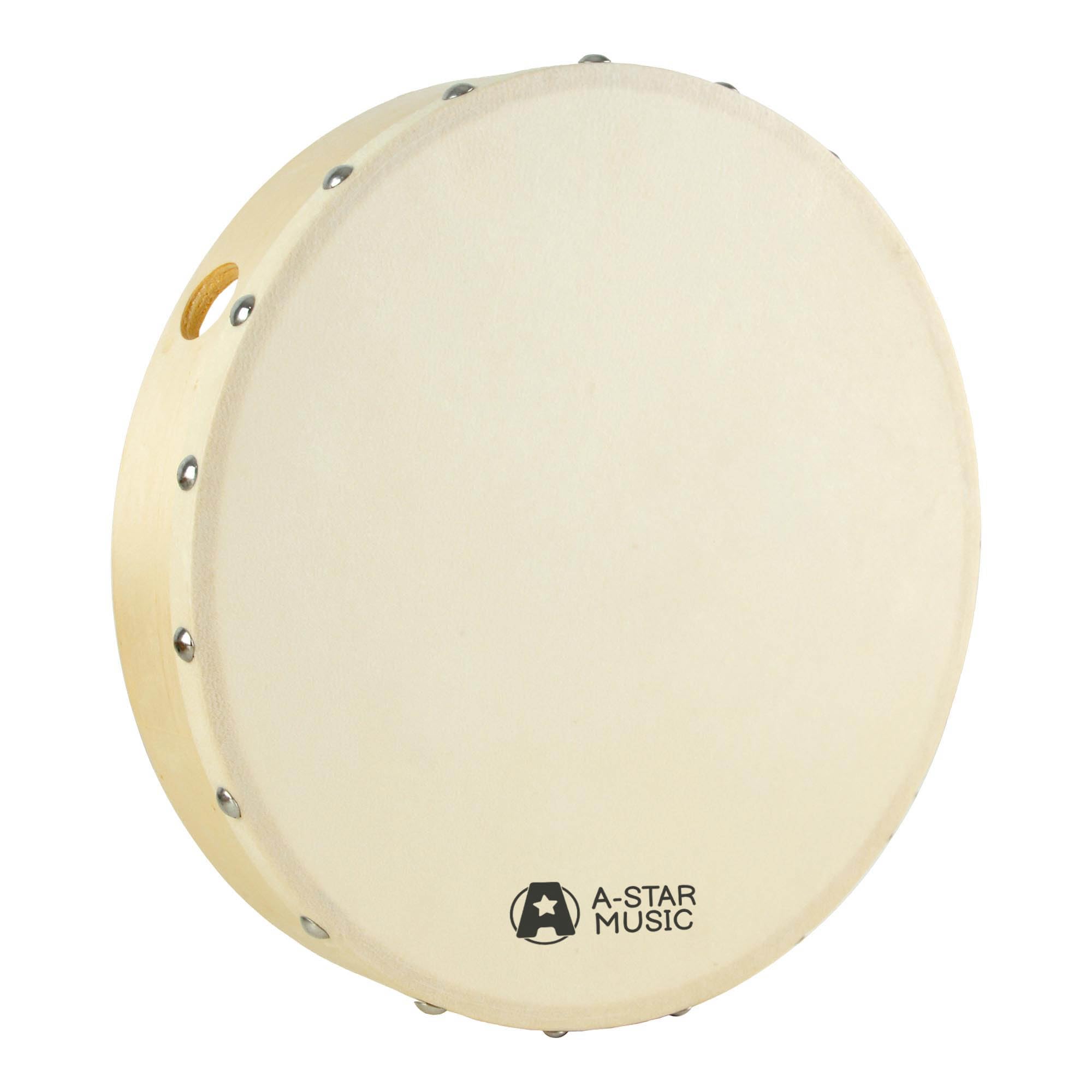 A-Star 10 inch Handheld Pre-Tuned Hand Drum, Natural Skin Head, 25cm Diameter Frame Drum