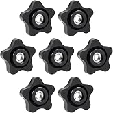 7Pcs 5/16-18 Thread Knob Nuts Black, 5/16 Inch Star Knobs Screw-On Nuts | 5/16"-18 Hand Tighten Clamping Knobs, Thread Knob Nut for T Track Bolts Jigs Knobs,Sawing Machine, Drilling Machine