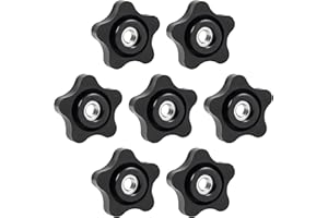 MROMAX 7Pcs 5/16-18 Thread Knob Nut Black, 5/16 Inch Star Knobs, 5/16-18 Hand Tighten Clamping Knobs Black Screw-On Nuts, Thread Knob Nut for T Track Bolts Jigs Knobs,Sawing Machine, Drilling Machine