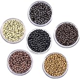 500 Pcs Silicone Lined Ring Beads Micro Links 3.0mm1.5mm2mm Hair Extensions Copper Ring Beads for Nano Tip Hair Extensions (Brown)