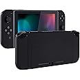 eXtremeRate DIY Replacement Shell Buttons for Nintendo Switch, Soft Touch Back Plate for Switch Console, Custom Housing Case with Full Set Buttons for Joycon Handheld Controller - Black