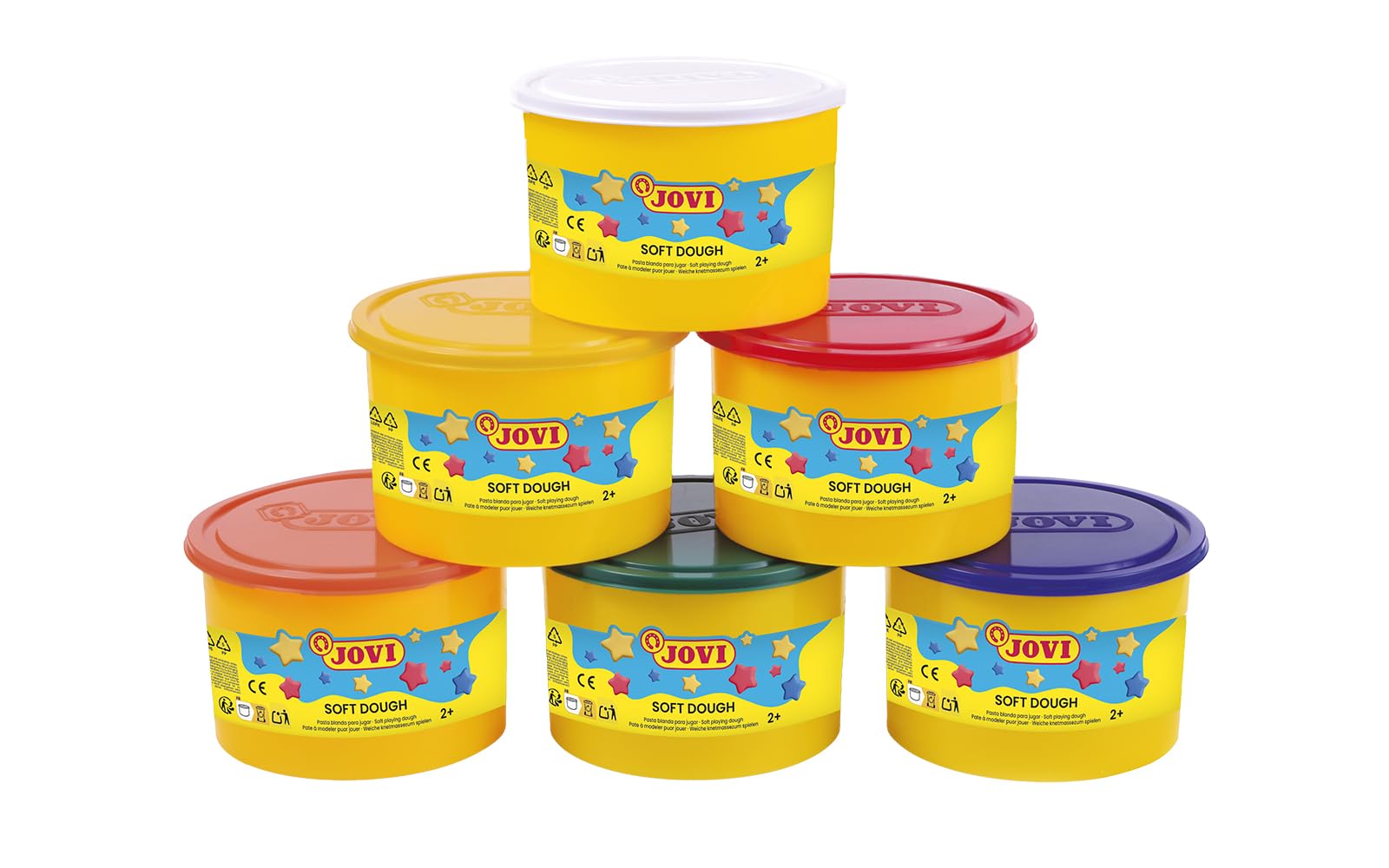 Jovi - Box of 6 Soft Dough Blandiver cans, 460 g, Assorted Colors (460/6)