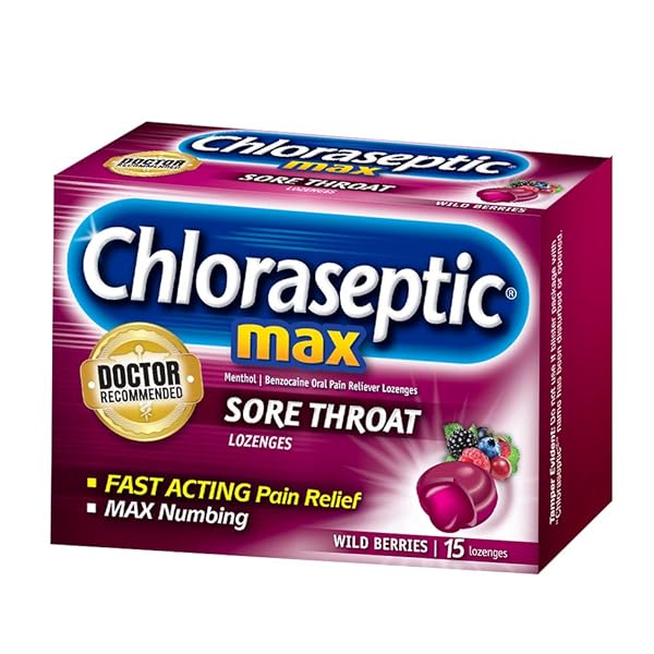CHLORASEPTIC SORE THROAT LOZENGES, MAX STRENGTH WILD BERRIES, 15 CT (PACK OF 1)