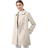 Allegra K Women's Peter Pan Collar Double Breasted Winter Long Trench Pea Coat