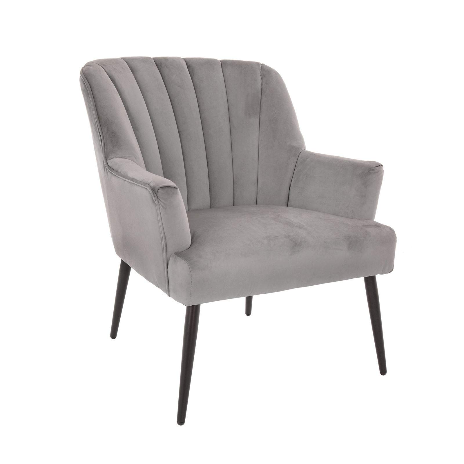 XS-Stock Velvet Armchair, Textile, Light Grey, One Size