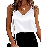 Mawor Satin Tank Tops for Women Loose Fit Sleeveless V Neck Cami Camisole Blouses Shirt Top