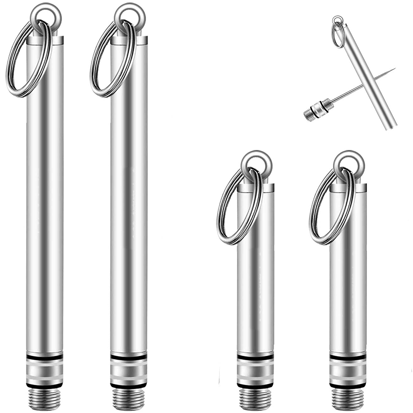 4 Pieces Reusable Titanium toothpicks with Protective Holder, Mini Metal toothpicks, Stainless Steel Portable Toothpick(Silver)