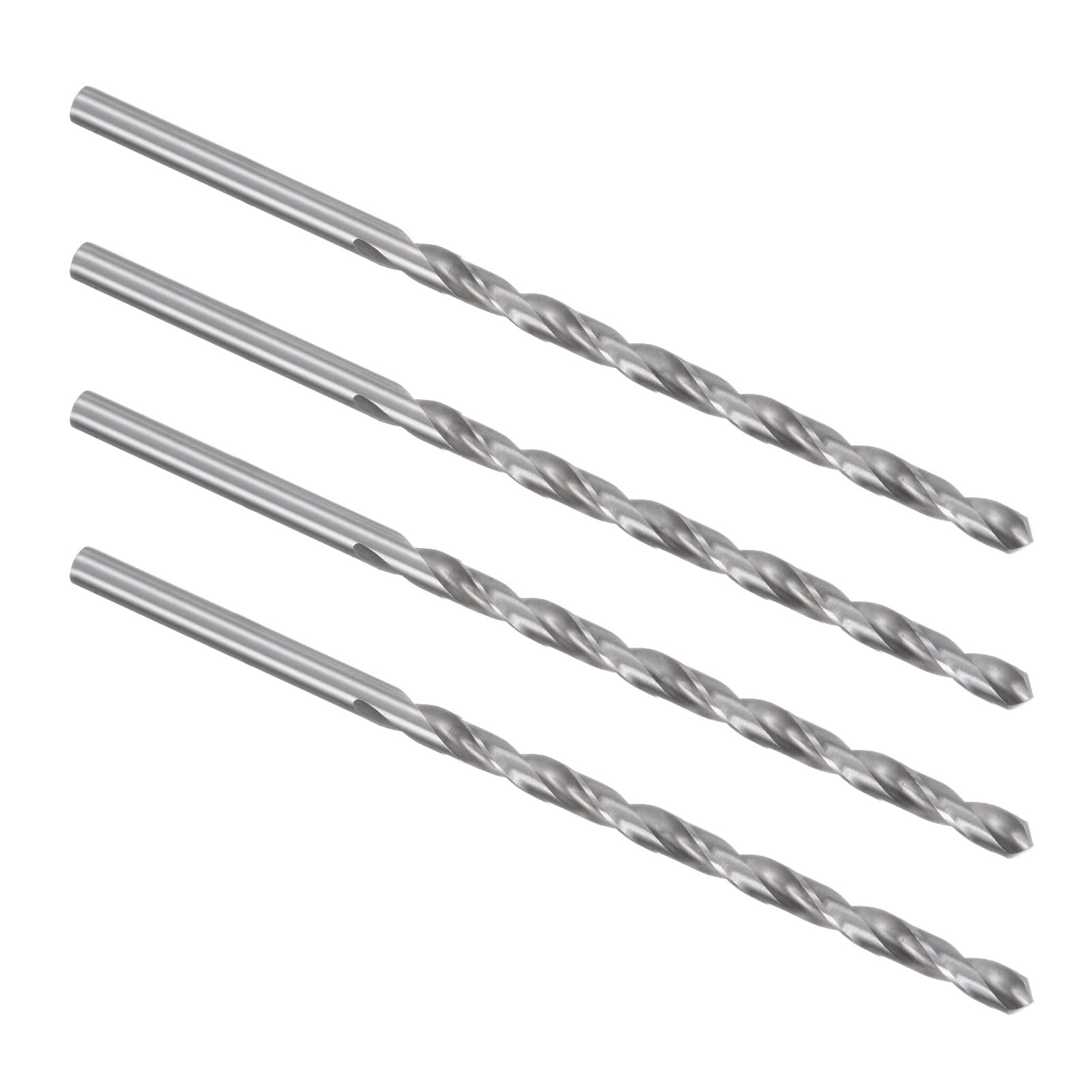 Kozelo 4PCS Twist Drill Bit - [6mm] High-Speed Steel Cobalt Round Shank Jobber Bit Set Silver Tone for Metal Wood Plastic Steel Use, 103mm / 4.06" Blade Length