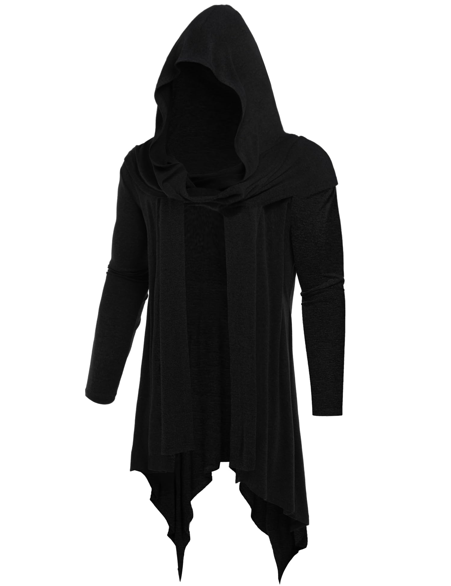 Photo 1 of OYOZONE Men's Long Length Lightweight Ruffle Shawl Collar Cape Coat, Black (L, Regular, 100% Cotton/Algodón, Gothic, Steampunk)