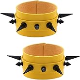 FM FM42 Women Multicolor PU Simulated Leather Black-tone Long and Short Rivets Spike Spiked 4cm(1.57") Wide Punk Gothic Adjustable Bracelet, Pack of 2