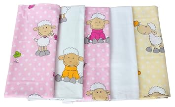 ByBoom® - Moltontücher - Flanellwindeln - Spucktücher - Bunt - 70x80 cm - 5er Pack, 100% Baumwolle - kuschelig - weich; MADE 