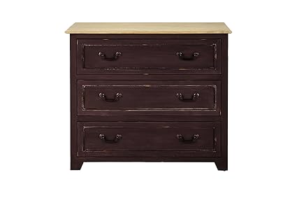 Aprodz Mango Wood Storage Cabinet Natal Chest of 3 Drawers Furniture for Living Room | Cocoa Brown