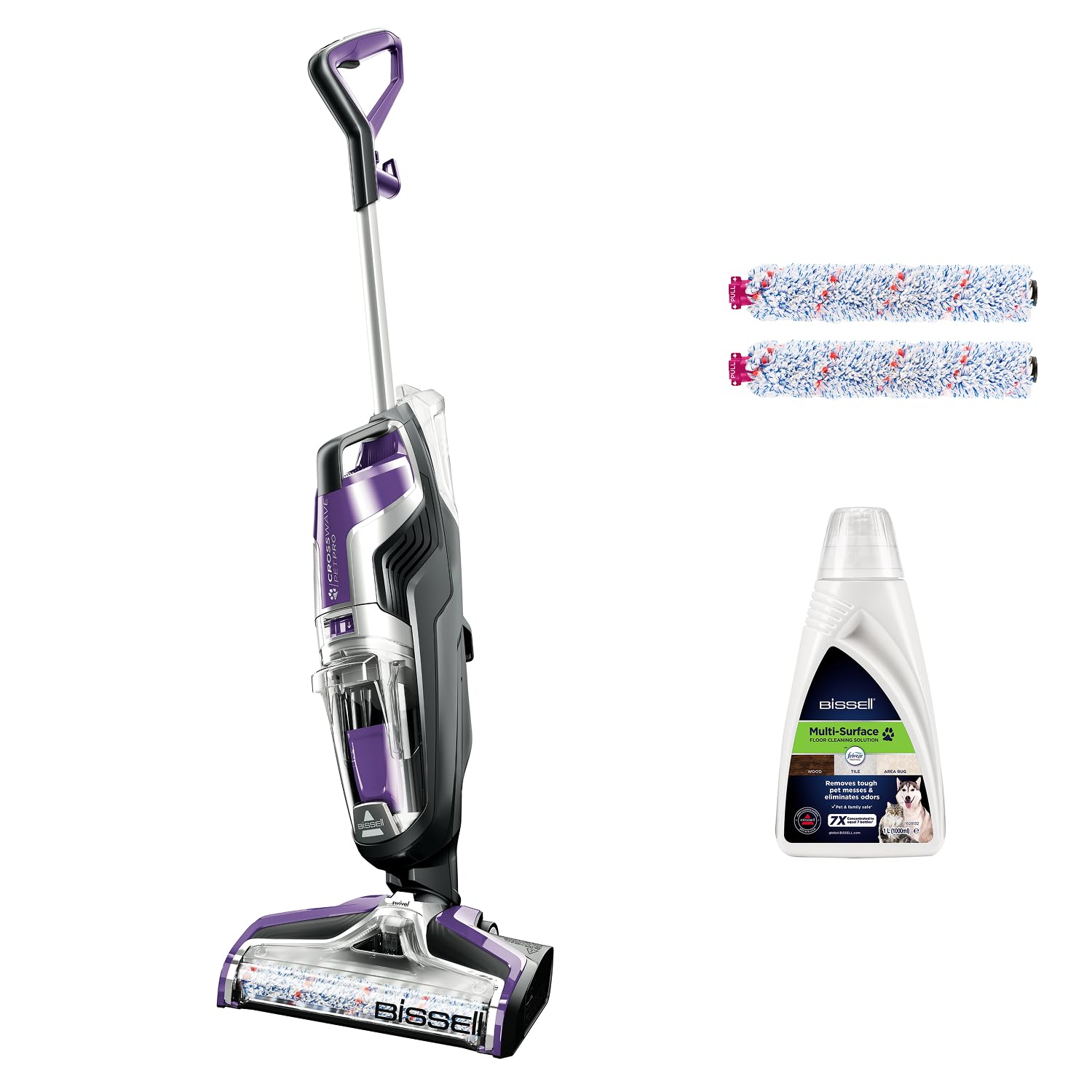 BISSELL CrossWave Pet Pro, 3-in-1 Multi-Surface Wet and Dry Vacuum Cleaner, Floor Cleaner Machine All in 1 Step, Vacuums, Washes & Dries, Hard Floors & Area Rugs, For Pet Owners, Corded, 2224E