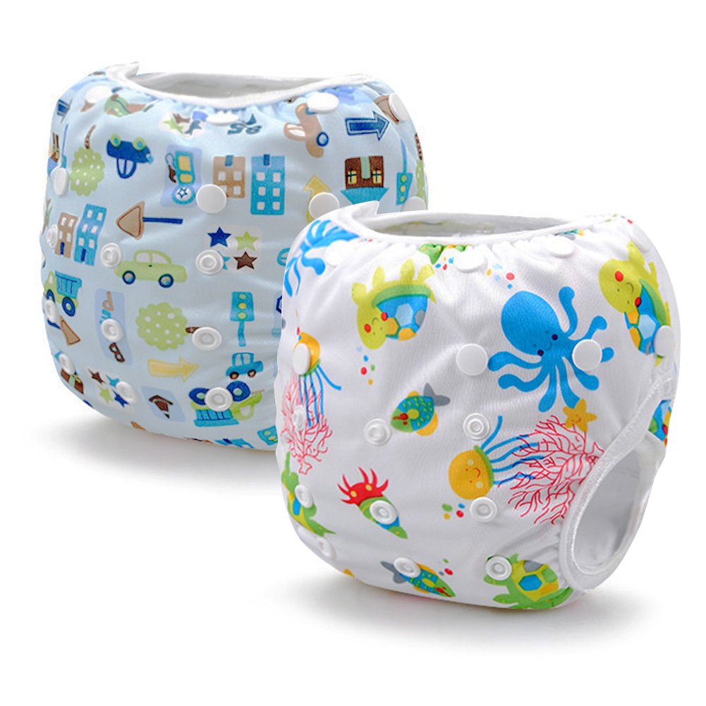 Reusable Swim Diapers Washable Swim Nappies with Adjustable Snaps for Baby Shower