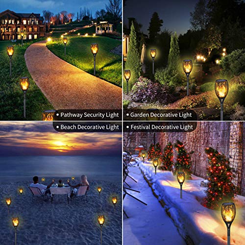 Iyoyo Solar Torch Light 4 Pack Waterproof 96 LED Flame Flickering Lamp Landscape Decoration Dancing Flame Lights for Garden Yard Lawn Solar Light