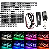 12Pcs Vehicle Motorcycle LED Light Kit Strips Multi-Color Accent Glow Lighting Neon Lights Lamp Flexible with Remote