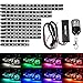 12Pcs Vehicle Motorcycle LED Light Kit Strips Multi-Color Accent Glow Lighting Neon Lights Lamp Flexible with Remote
