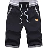 Tansozer Men's Shorts Casual Classic Fit Drawstring Summer Beach Shorts with Elastic Waist and Pockets