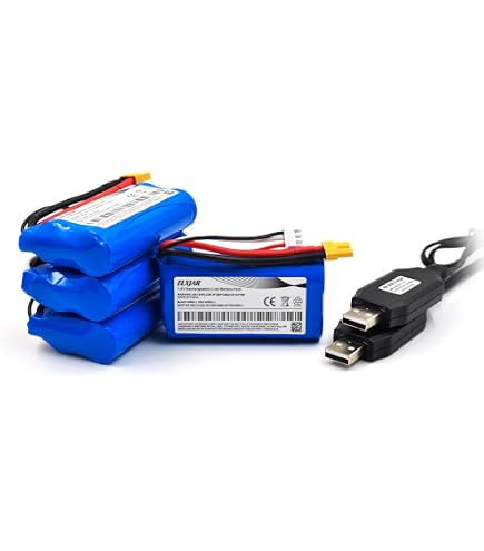 Batterie 7.4V 1500mAh SM-3P Pour Voitures RC DE43 DE60 1575 – Avec Câble De Charge USB, Légère Et Durable