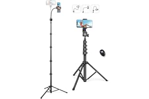Nineigh Tripod for Cell Phone, 76" Phone Tripod with Gooseneck & Remote, Tripod for iPhone Selfie Stick Portable Tripod Video Recording Photo Vlog, Compatible with iPhone Plus Cellphone Camera