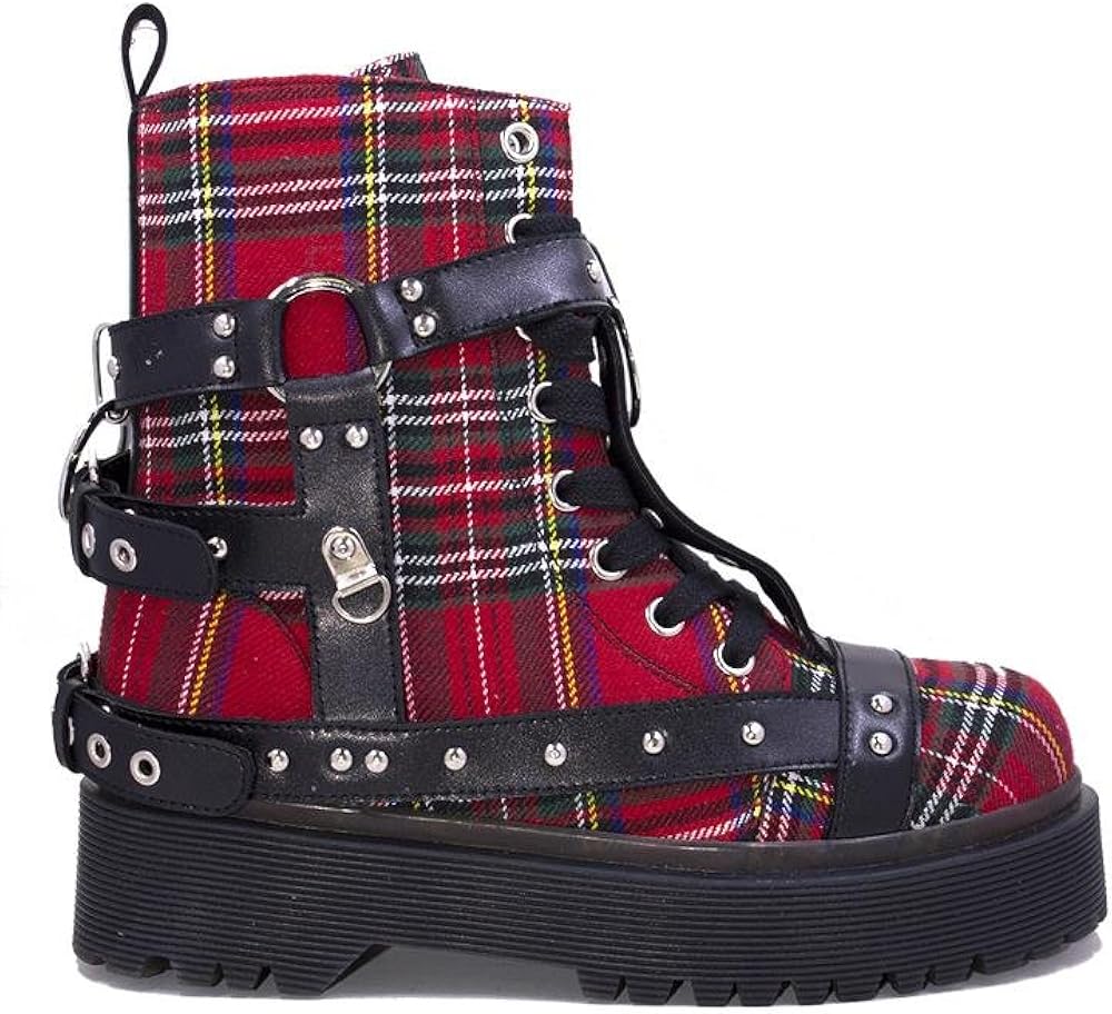 red plaid boots womens