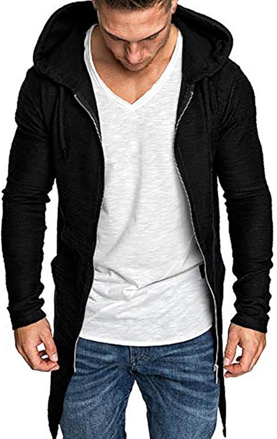 mens longline zip hoodie