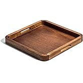 Kalmar Home Acacia Wood Square Serving Tray, 14" x 14" x 2"