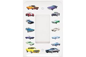 PRESTO WALL DECALS American Muscle Car Light Switch Plate Covers and Outlet Covers Classic Race Car Room Decor (Single Rocker)
