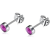 FACOKO G23 Titanium Studs Earrings Hypoallergenic Earrings Women Stud Earrings Nickel Free Dainty Earrings for Sensitive Ears 3mm/4mm/5mm Stone Size Options