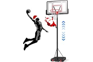 IGL Portable Basketball Hoop, 10ft Height Adjustable Basketball Goals Outdoor, 44 Inch Shatterproof Backboard Basketball Goal System for Backyard, Driveway, Court