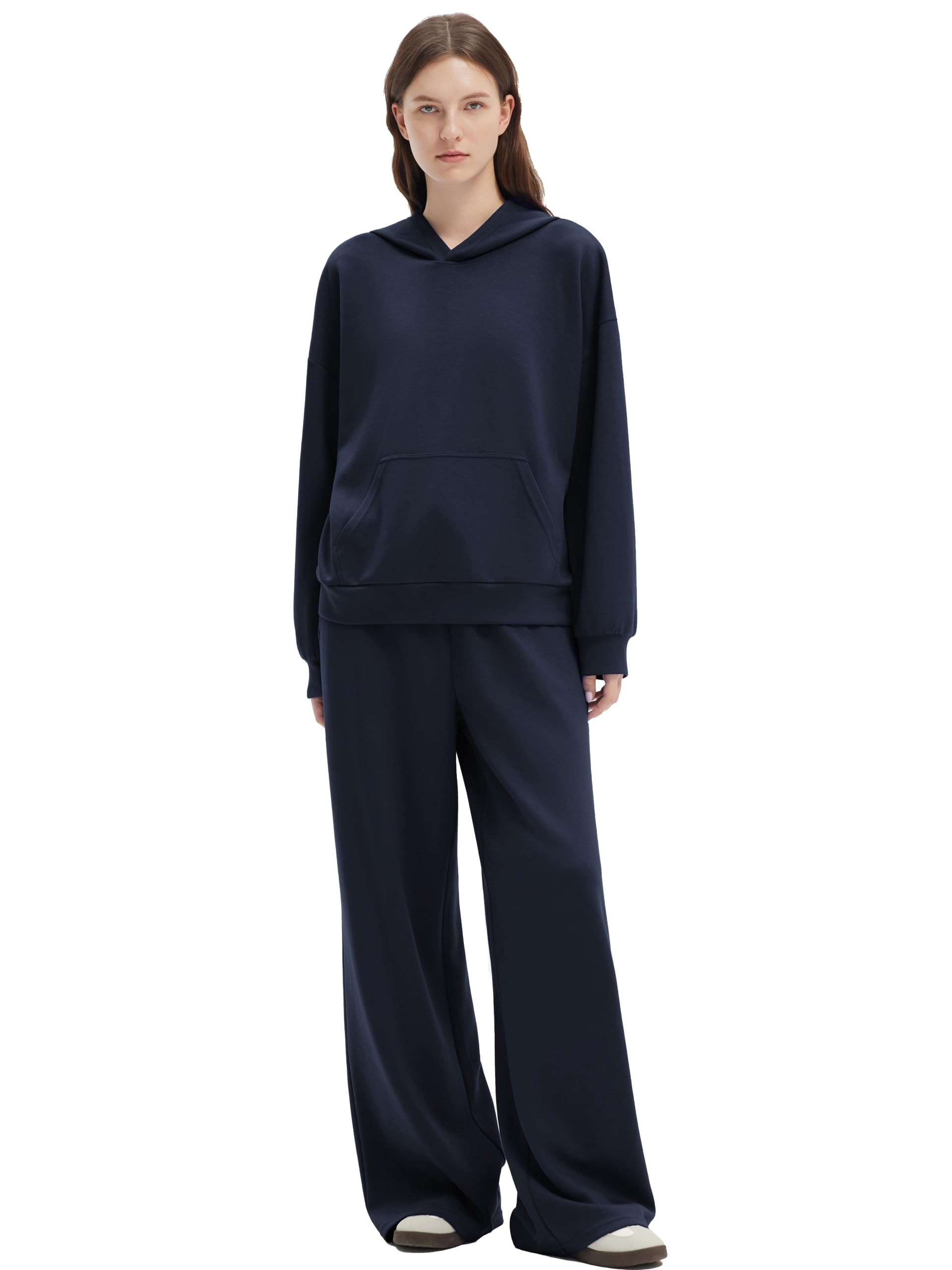 Photo 1 of ***top only**SUUKSESS Women 2 Piece Lounge Sets 2025 Oversized Hoodie Sweatshirt Outfits Wide Leg Sweatpants with Pockets(Navy Blue,S)
