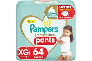 Fralda Pampers Premium Care Pants Tamanho XG, Fácil de Vestir, 64 Unidades