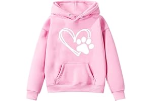 Itsame Cute Graphic Hoodie Sweatshirts For Teen Girls 2024 Heart Print Oversized Long Sleeve Hooded Pullover Tops 1-11 Years