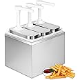 Saladulce 3.2Quart Condiment Pump Station Stainless Steel Sauce Dispenser Pump Condiment Pump Dispenser with 3 of 1.1 Quart Jars