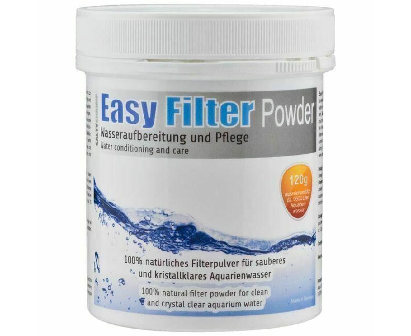 Salty Shrimp Easy Filter Powder | 120g - Water conditioning and clearing up aquarium water. Also suitable for ponds and marine aquaria.
