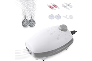 FEDOUR 80GPH Aquarium Air Pump, 3W Silent Adjustable Aquarium Bubbler, Powerful Oxygen Pump for Fish and Turtle Tank up to 12