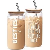 JOSTTER Funny Gifts for Women, Bestie Birthday Christmas Mothers Day Friendship Gift for Best Friend Soul Sister Mom BFF Coworker Glass Cup