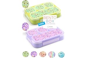kinsho Bento-Box Lunch-Box for Kids Toddlers, Lunch and Snack Containers for Daycare, School, Boys & Girls, BPA-Free, Utensils Included (Chartreuse Forest + Purple Rainbow, 2 Pack)